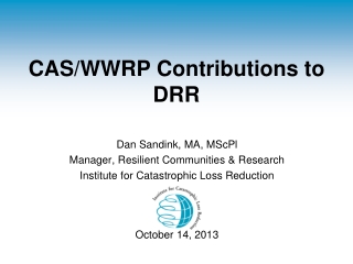 CAS/WWRP Contributions to DRR