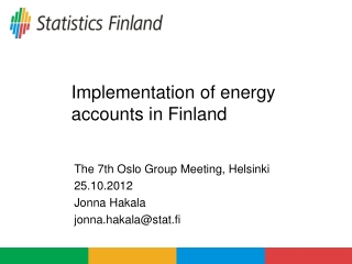 Implementation of energy accounts in Finland