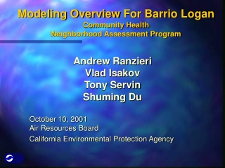 Modeling Overview For Barrio Logan Community Health Neighborhood Assessment Program