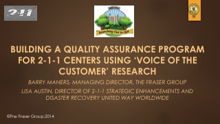 Building a Quality Assurance Program for 2-1-1 Centers Using ‘Voice of the Customer’ Research