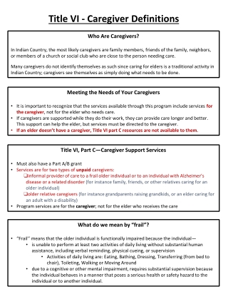 Title VI - Caregiver Definitions