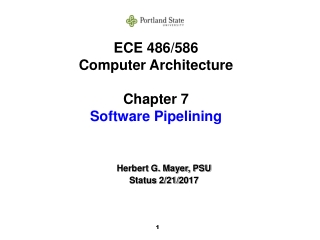 ECE 486/586 Computer Architecture Chapter 7 Software Pipelining