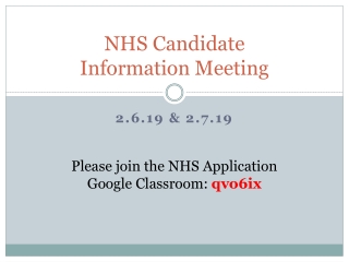 NHS Candidate Information Meeting