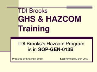 TDI Brooks GHS &amp; HAZCOM Training