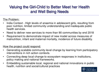 Valuing the Girl-Child to Better Meet her Health and Well Being Needs