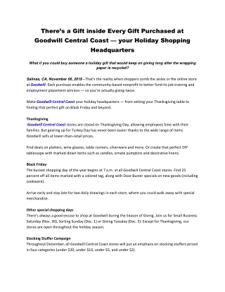 There’s a Gift inside Every Gift Purchased at Goodwill Central Coast — your Holiday Shopping Headquarters