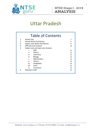 Know the Detailed Analysis of Uttar Pradesh NTSE stage I