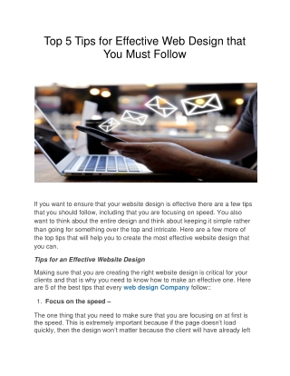 Top 5 Tips for Effective Web Design that You Must Follow