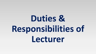 Duties and Responsibilities of a Lecturer in India