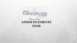 ANNOUNCEMENTS 5/2/18