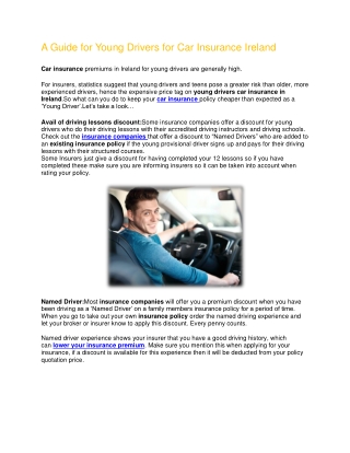 A Guide for Young Drivers for Car Insurance Ireland