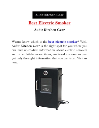 Buy Best Electric Smoker at Best Deals