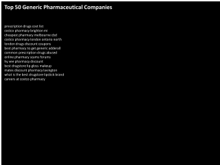 Top 50 Generic Pharmaceutical Companies