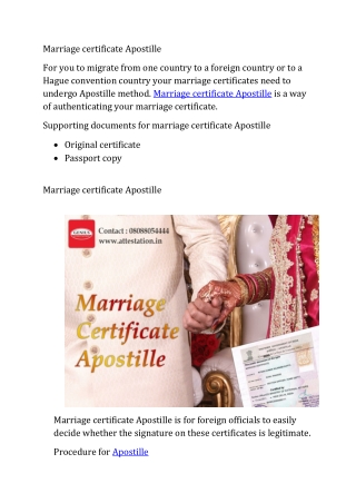 Best Marriage certificate Apostille