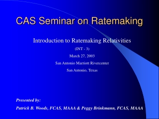 CAS Seminar on Ratemaking