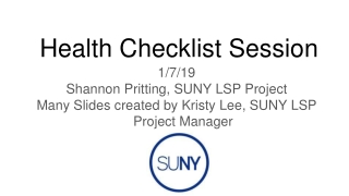 Health Checklist Session
