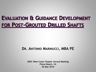 Evaluation &amp; Guidance Development for Post-Grouted Drilled Shafts