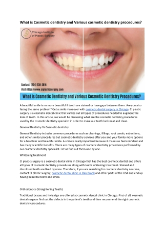 What is Cosmetic dentistry and Various cosmetic dentistry procedures?