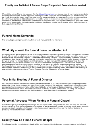 How To Choose A Funeral Home? Important Things to keep in mind
