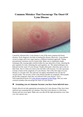 Common Mistakes That Encourage The Onset Of Lyme Disease