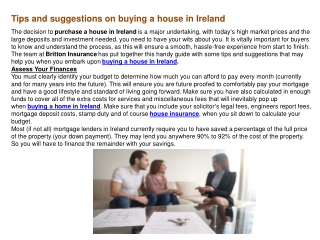 Tips and suggestions on buying a house in Ireland