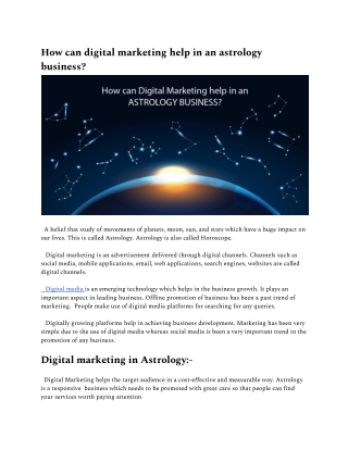 How can digital marketing help in an astrology business?