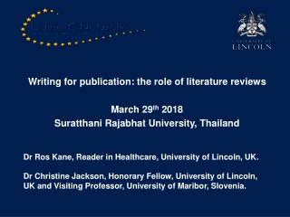 Writing for publication: the role of literature reviews March 29 th 2018