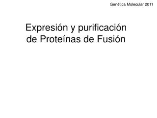Expresión y purificación de Proteínas de Fusión