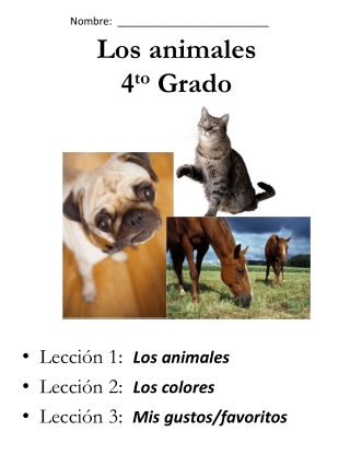 Los animales 4 to Grado