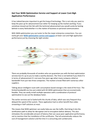 Get Your WAN Optimization Service and Support at Lower Cost-High Application Performance