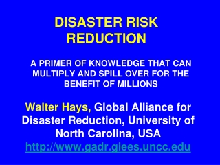 DISASTER RISK REDUCTION