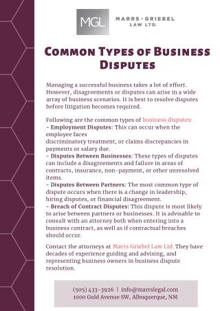 Common Types of Business Disputes