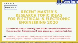 Recent Master’s Research Topic Ideas for Electrical and Electronics Engineering 2020