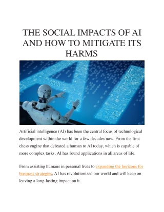THE SOCIAL IMPACTS OF AI AND HOW TO MITIGATE ITS HARMS
