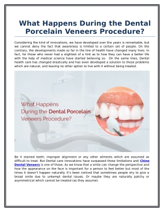 What Happens During the Dental Porcelain Veneers Procedure?