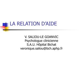 LA RELATION D’AIDE