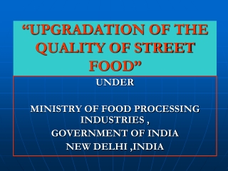 “UPGRADATION OF THE QUALITY OF STREET FOOD”