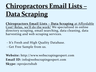 Chiropractors Email Lists – Data Scraping