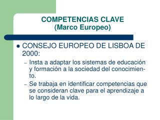 COMPETENCIAS CLAVE (Marco Europeo)