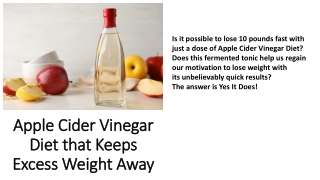 Apple Cider Vinegar Diet that Keeps Excess Weight Away