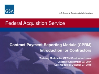 Contract Payment Reporting Module (CPRM) Introduction for Contractors