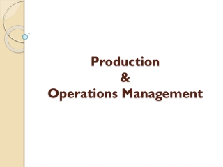 Production &amp; Operations Management