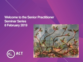 Welcome to the Senior Practitioner Seminar Series 8 February 2019