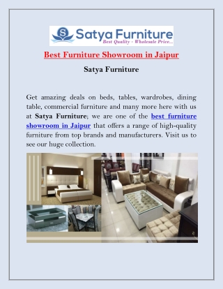 Best Furniture Showroom in Jaipur | Satya Furniture