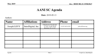 AANI SC Agenda