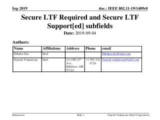 Secure LTF Required and Secure LTF Support[ ed ] subfields