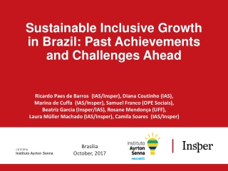 Sustainable Inclusive Growth in Brazil: Past Achievements and Challenges Ahead