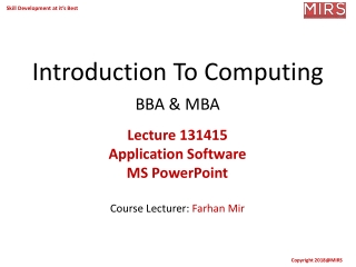 Introduction To Computing BBA &amp; MBA