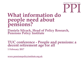 Daniela Silcock, Head of Policy Research, Pensions Policy Institute