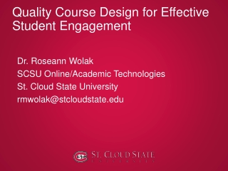 Quality Course Design for Effective Student Engagement